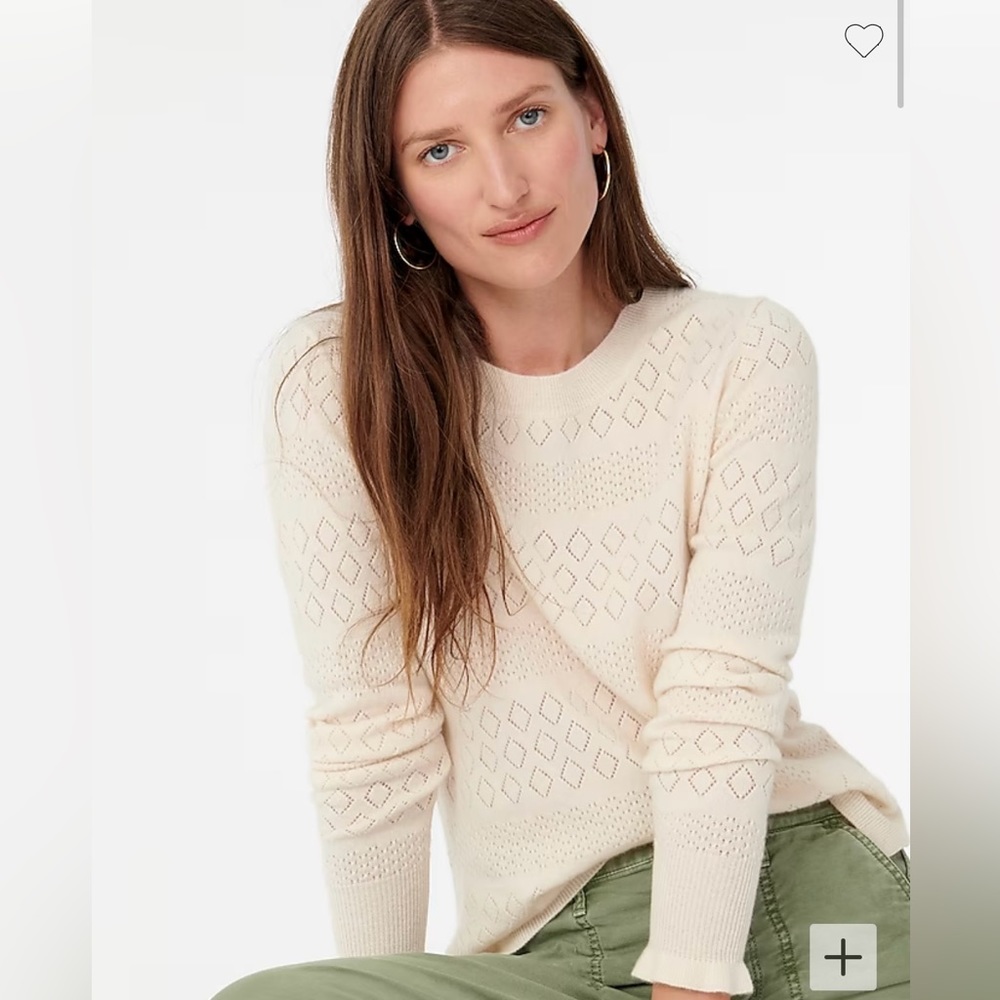 J. CREW Cashmere Crewneck Sweater Ivory EUC